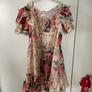 Zimmermann Laelia Floral Linen Mini Dress 0
